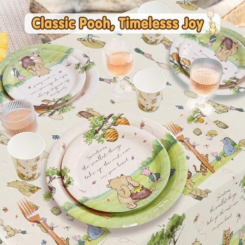 Neutral Classic Winnie Bear Baby Shower Decorations Plates Set - Image 4