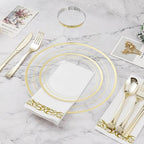BESTVIP 350 PCS Clear Gold Plastic Plates and Silverware Set Disposable - Image 5