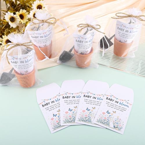 200 PCS Baby Shower Party Favor for Guests Include 50 Flower Seed Packets 50 Pots 50 Organza Bags 50 Garden Shovel for Baby Shower Birthday Party Favor, No Seeds - Image 2