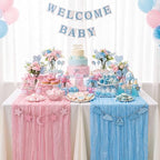 Gilprop 4 Pcs Cheesecloth Table Runner 35" x 120", Pink and Blue - Image 6