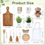 56Pcs Baby Shower Prizes for Game Winners Acacia Cheese Board Fork Butter Spreaders Coasters Towel Artificial Potted Plant Gift Bag for Baby Shower Bridal Shower Favors (6 Sets, Acacia Square Shaped) - Image 4