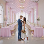 Pink Tulle Tablecloth for 8 FT Rectangle Tables 2-Pack, Ideal for Weddings - Image 5