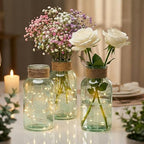 Mason Jars for Centerpiece Glass Flower Bud Vase Green Vases, 12 Pc - Image 5
