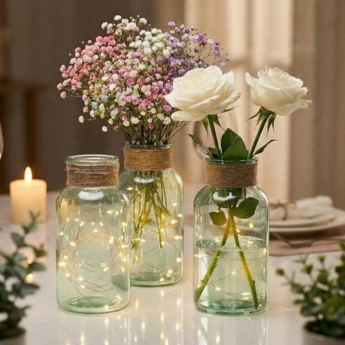 Mason Jars for Centerpiece Glass Flower Bud Vase Green Vases, 12 Pc - Image 5