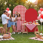 Tegeme 2 Set Gingham Arch Backdrop Cover 7.2ft 6.6ft Arch Cover, Red - Image 4