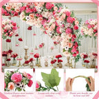 Tigeen 12 Bundles Peonies Artificial Flowers Faux Roses, Rose Red - Image 3