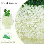 40 Pack White Wisteria Hanging Flowers, Fake Flowers for Decoration - Image 4