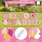 Waterproof Corrugated Plastic Welcome Baby Yard Signs - 13 Pack Lawn Decorations with Stakes - Durable Outdoor Party Decor for Gender Reveal or Baby Shower - Pink Girl - Image 5