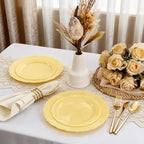 Tinybee 60PCS Yellow Plastic Plates - Heavy Duty Yellow Disposable Plates - Image 4
