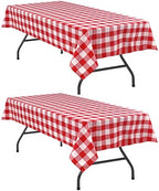 Hiasan Red and White Plaid Tablecloth Waterproof, 2 Pack, 60 x 84 inch by Hiasan