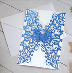 50sets Glitter Laser Cut Lace Flora Wedding Invitation Cards with Butterfly and Envelopes for Bridal Shower Engagement Quinceañera Wedding Invite (Only invitation Cards, Glitter Blue) - Image 4