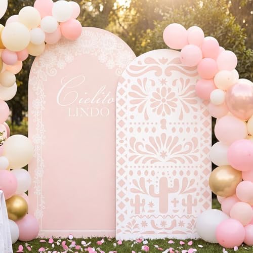 Mindsoft 2 Set Cielito Lindo Backdrop Cover 7.2ft 6.6ft Arch Pink - Image 3