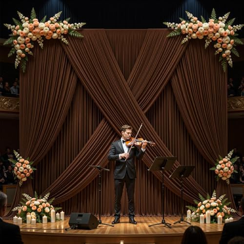 40x10FT Dark Brown Backdrop Curtains for Wedding Parties, Wrinkle Free Polyester Photography Backdrop Drapes for Baby Shower Birthday Parties Stage Background Stand Decorations 4x10ft,10 Panels - Image 3