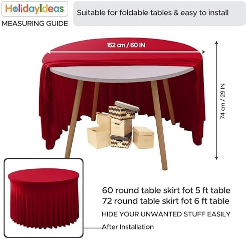 Red Tablecloths Spandex Table Covers for Christmas, 60 Inch Round,6 Pack - Image 5