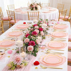 ejonirinjonir 180pcs Double Gold Rim Pink Plastic Plates for Sweet Party - Image 5