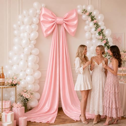 Giant Pink Bow with 100 Balloons Flower Vine for Wedding Backdrop - Image 7