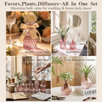 Clear Pink Glass Bud Vase Set of 24 Pcs,Small Bud Vases in Bulk,Glass Crystal Flower Vases Table Centerpieces for Party Event Wedding Decor Baby Shower Decorations (Pink, 24 Pcs) - Image 3