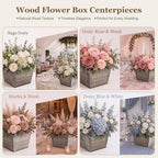 Dandat 8 Set 6 Inch Wooden Flower Box Rustic Table Centerpieces,Brown - Image 6