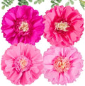 SUNBEAUTY 20inch Giant Hot Pink Orange Tissue Paper Flowers - 4 PCS Large Crepe Tissue Fiesta Flowers Spring Summer DIY Craft for Birthday Wedding Backdrop Bridal Baby Shower Nursery Wall Decorations by SUNBEAUTY