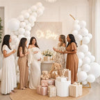 Balloon Arch Stand Kit Set with 145PCS Different Sizes White Balloons – Metal Backdrop Frame with 8 Water Bags, Gold Semi-Open Arch for Birthday, Bridal Shower, Party Decorations Indoor Outdoor. - Image 6