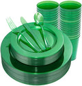 COLOSUS 216PCS Green Plastic Dinnerware Sets for Birthday, Wedding, Party. by COLOSUS