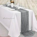 12 Pack Gray 10FT Cheesecloth Table Runner Rustic Gauze Fabric Cheese Cloth Table Runner for Wedding Bridal Baby Shower Table Decor 20 x 120 Inch Long Boho Sheer Birthday Party Table Decorations - Image 4