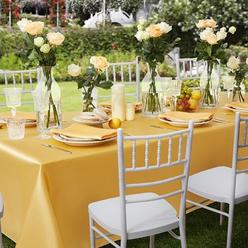 6 Pack Satin Table Cover Rectangle, Gold, 60 x 102 Inches - Image 4