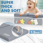 beiens Bath Kneeler and Elbow Rest Pad Set - 1.5'' Comfortable Thick Baby Bath Kneeler Pads, Quick Dry Soft Kneeling Pad for Baby Bath Time, Non-Slip Knee& Arm Support Bathtub Mat with Toys Organizer - Image 3