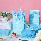 PerKoop 50 Pack Baby Shower Bags with Handle, Tissue Paper, Blue - Image 5