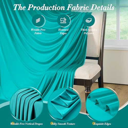 10 ft x 10 ft Wrinkle Free Turquoise Backdrop Curtain for Parties, Thick Polyester Teal Photo Backdrop Drapes,2 Panels 5ft x 10ft for Baby Shower Wedding Engagement Birthday Mermaid Party - Image 4