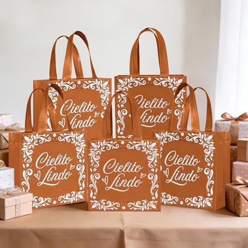 50 Pcs Cielito Lindo Party Favor Bags Reusable Brown Mexican Gift Bags Non Woven Platos De Barro Mexicanos Candy Bag Cinco De Mayo Goodie Bags with Handles for Fiesta Mexican Baby Shower Party Favors - Image 2