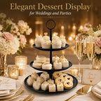YOUNTHYE Black Cupcake Stand 3 Tier, Stainless Steel Tiered Dessert Stand for Wedding, Birthday, Tea Party, Holiday Dessert Table, Serving Tray for Cupcakes, Cookies, Macarons and Fruit - Image 7