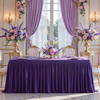 Wish Care 3 Pack Dark Purple Polyester Table Clothes for 6 Foot Rectangle Tables, Wrinkle Free Fitted Table Cover with Pleated Ruffle Table Skirt for Party Baby Shower Wedding Birthday Event Display - Image 6