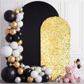 SaitiMade Set of 2 Black and Gold Sequin Arch Backdrop Cover (7.2 & 6 FT) by SaitiMade