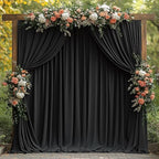 20x10FT Black Backdrop Curtains for Wedding Parties, Wrinkle Free Photo Backdrop Curtains for Wedding Birthday Party Baby Shower, Fabric Drape with Rod Pockets 5ft x 10ft, 4 Panels - Image 5