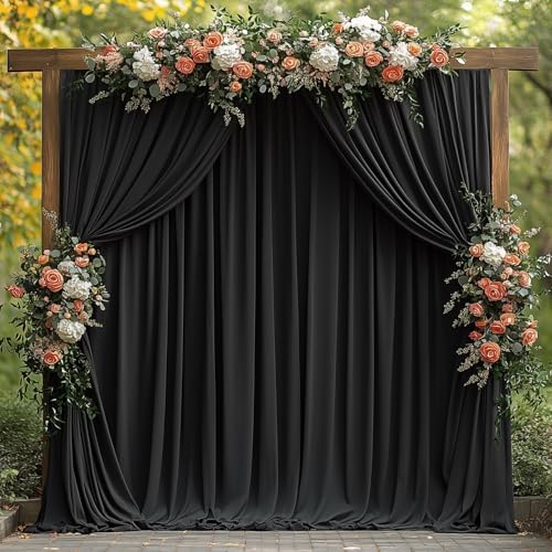 40x10FT Black Backdrop Curtains for Wedding Parties, Wrinkle Free Photo Backdrop Curtains for Wedding Birthday Party Baby Shower, Fabric Drape with Rod Pockets 5ft x 10ft, 8 Panels - Image 5