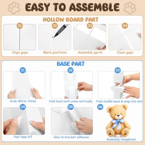 3 PCS Large Teddy Bear Baby Shower Decorations, Blue Bear Gender Reveal Cardboard Cutouts, We Can Bearly Wait Yard Signs Standup Photo Booth Props, Indoor & Outdoor Backdrop Decor - Image 7