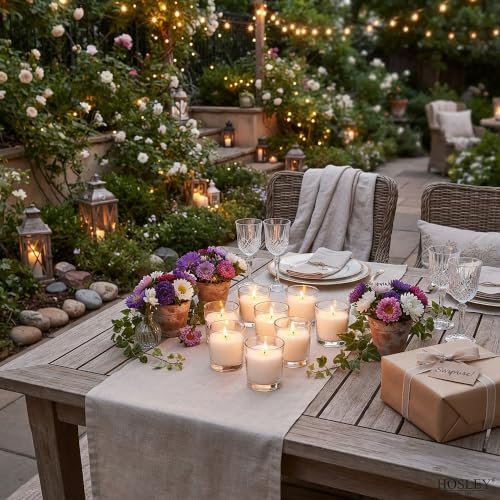 48-Pack Clear Glass Votive Candles – 10–12 Hour Long Burn, Unscented, Ivory, Bulk Set for Weddings, Events & Table Centerpieces – Hosley - Image 5
