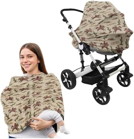 Cacti Western Cowboys Carseat Covers Unisex Breathable Breastfeeding Covers Nursing Pillow Cover Infant Newborn Nursery Bottle Pillowcase Soft Comfortable - Image 4