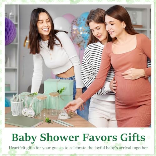 6 Set Baby Shower Prizes for Winners Gifts Baby Shower Guest Gifts Soap Pen Glass Tumbler Notebook Gift Box Packaging Wedding Bridal Game Prizes Gift Box Party Favors(Green,Funny) - Image 5