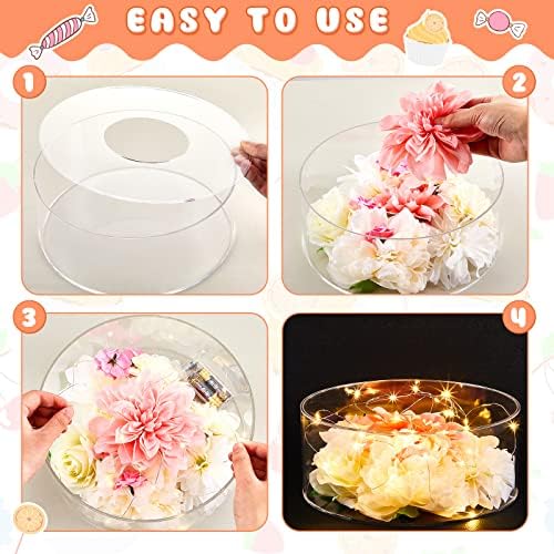 Sunnyray 2 Pcs Acrylic Cake Stands for Dessert Table Clear Fillable Cake Riser Cupcake Tier with LED Strings for Birthday Wedding Holiday Party Display(12'', 16'') - Image 3