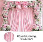 10x10ft Pink Bow Backdrop Floral Coquette Flowers Photography Background for Girls Women Birthday Party Decorations Wedding Bridal Backdrops Banner Photo Booth Props - Image 6