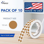 Perco Kraft Brown Perforated Round Circle Dot Sticker 1/2-Inch Labels — 10 Rolls, 30,000 Stickers - Crafts, Packaging for Rustic Seals, Handmade Products & Batch Coding, Strong Adhesive - Made in USA - Image 2