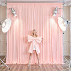 10ftx10ft Light Pink Backdrop Curtains for Baby Shower Wrinkle Free Pink Photo Curtains Soft Fabric Drapes Back Drop Cloth for Wedding Girls Birthday Parties Photography Background 5x10ft, 2 Panels - Image 4