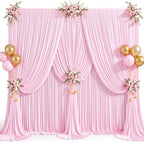 10x12ft Pink Backdrop Curtains for Baby Shower Parties Wrinkle Free Fabric Backdrop Curtain Wedding Photo Drapes Backdrop for Girls Birthday Party Gender Reveal Photography Back Drop 2 Panels 5x12FT - Image 4