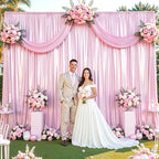 Pink Satin Backdrop Curtains 8 Panels - Glitter Photo Drapes for Baby Shower, 40x10FT Shimmer Back Drop Cloth, Wrinkle Free for Birthday Party Prom Wedding Photography Background - Image 3