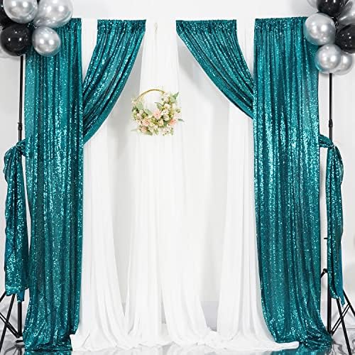 Poise3EHome Teal Sequin Backdrop Curtain,4 Panels 2FTx8FT Glitter Background for Party Birthday Party Baby Shower Wedding Christmas Thanksgiving Halloween Holiday Festival Decor - Image 5