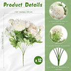 Tigeen 12 Bundles Artificial Flowers Bouquet Silk Peonies, Champagne White - Image 2