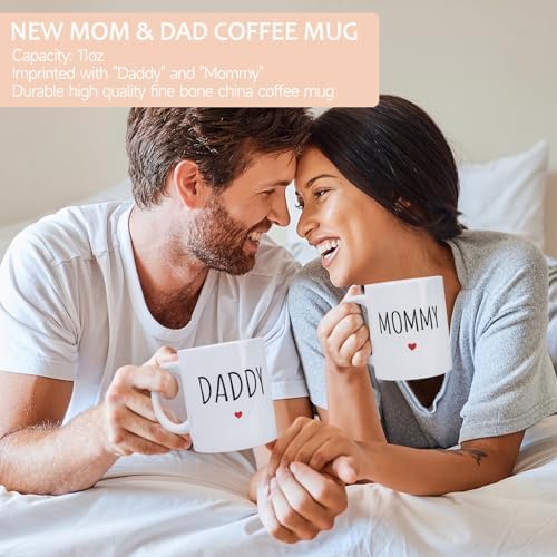 New Mom Gifts for Women, 9pcs Pregnancy Gifts for Expecting Mom, Cute Baby Gifts New Parents Gifts for Couples w/Mom and Dad Mugs for Gender Reveal Baby Shower First Time Mom to be Gifts(Khaki) - Image 3