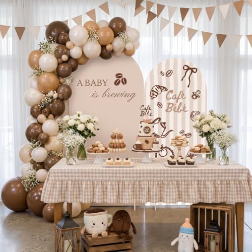 Mindsoft 2 Pcs A Baby is Brewing Arch Cover, Brown, 6ft 7.2ft - Image 5